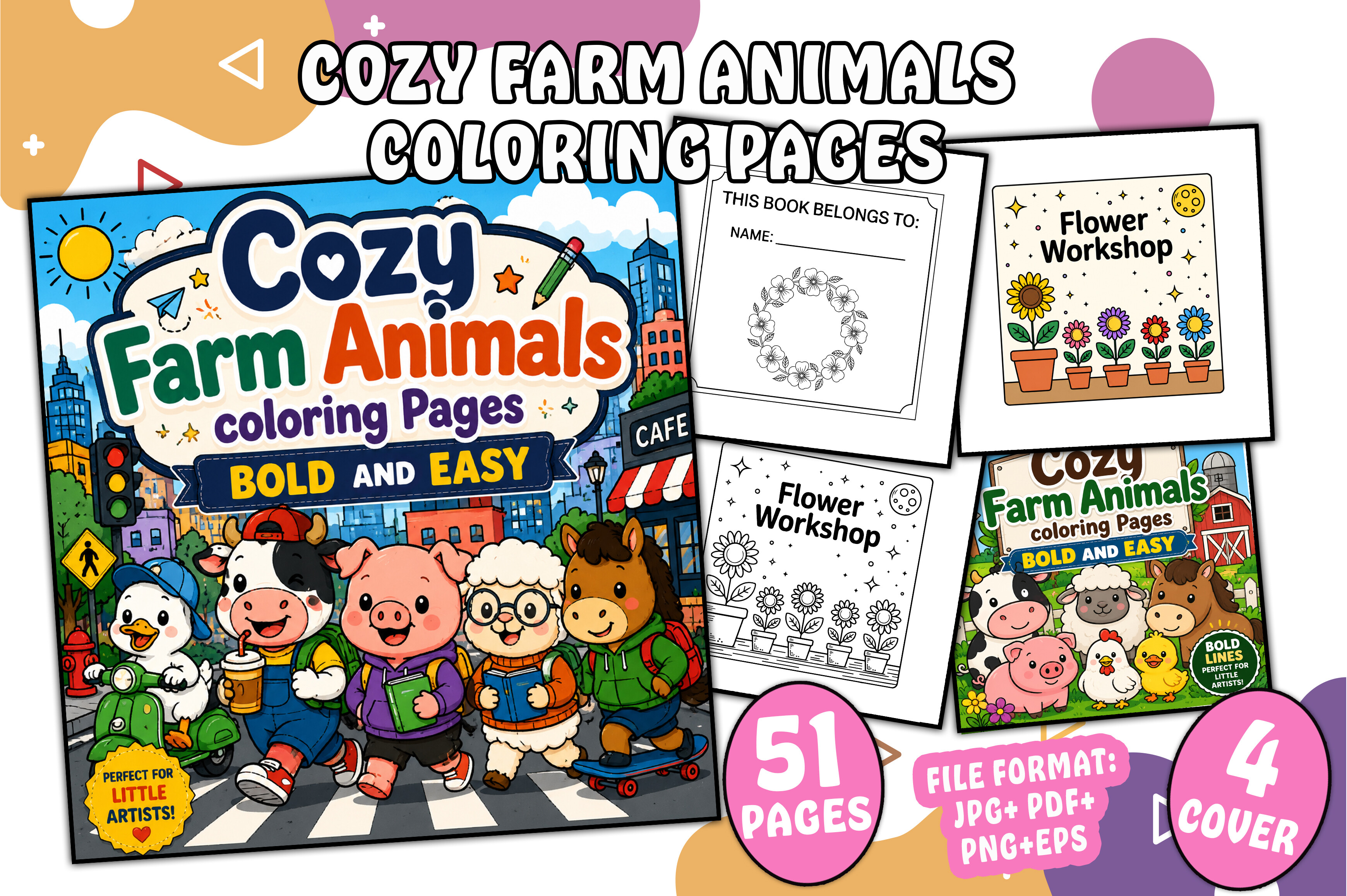 Cozy Farm Animals Coloring Pages
