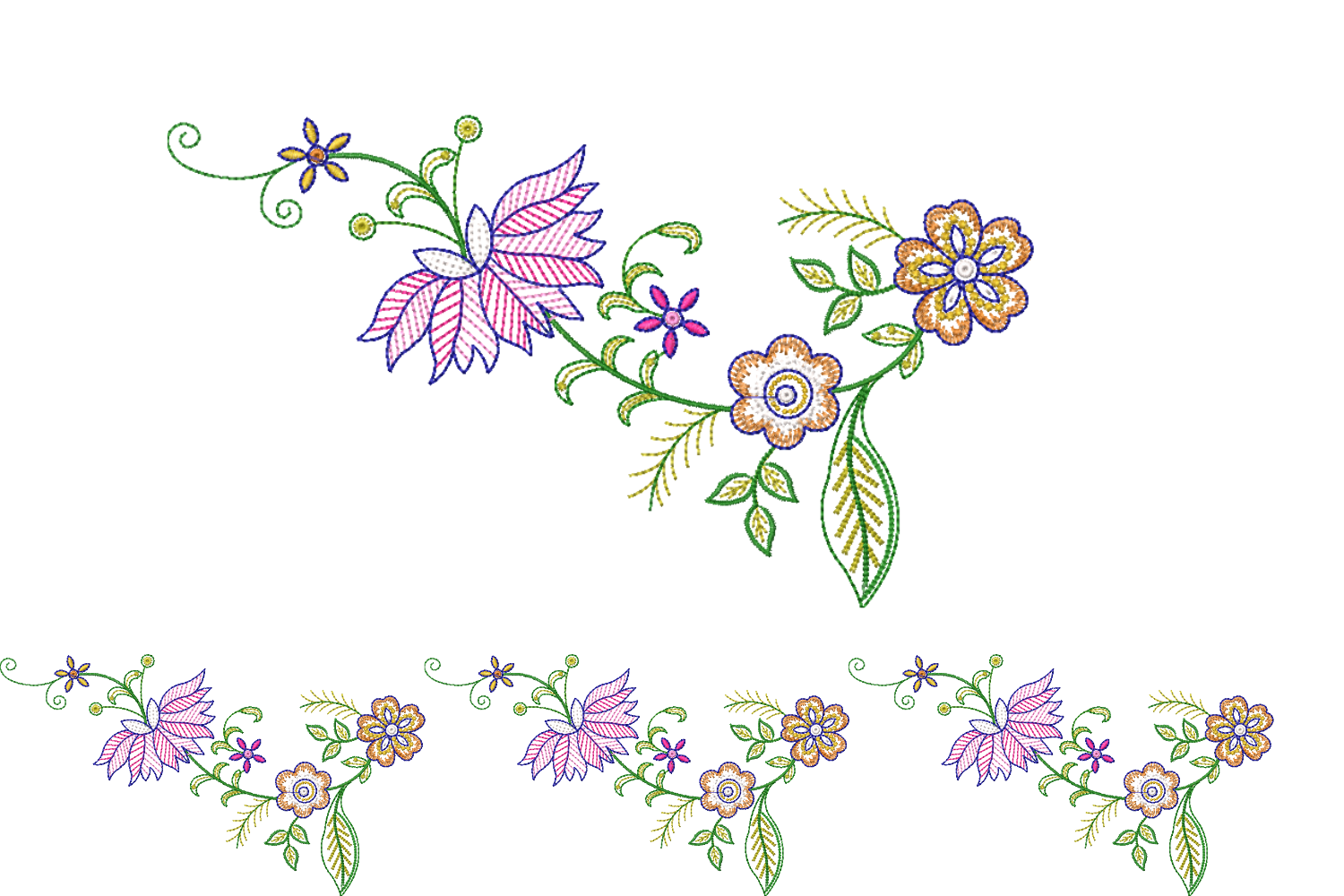 Creative Floral Border Embroidery Design