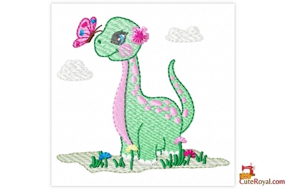 Cute Dinosaur with Butterfly