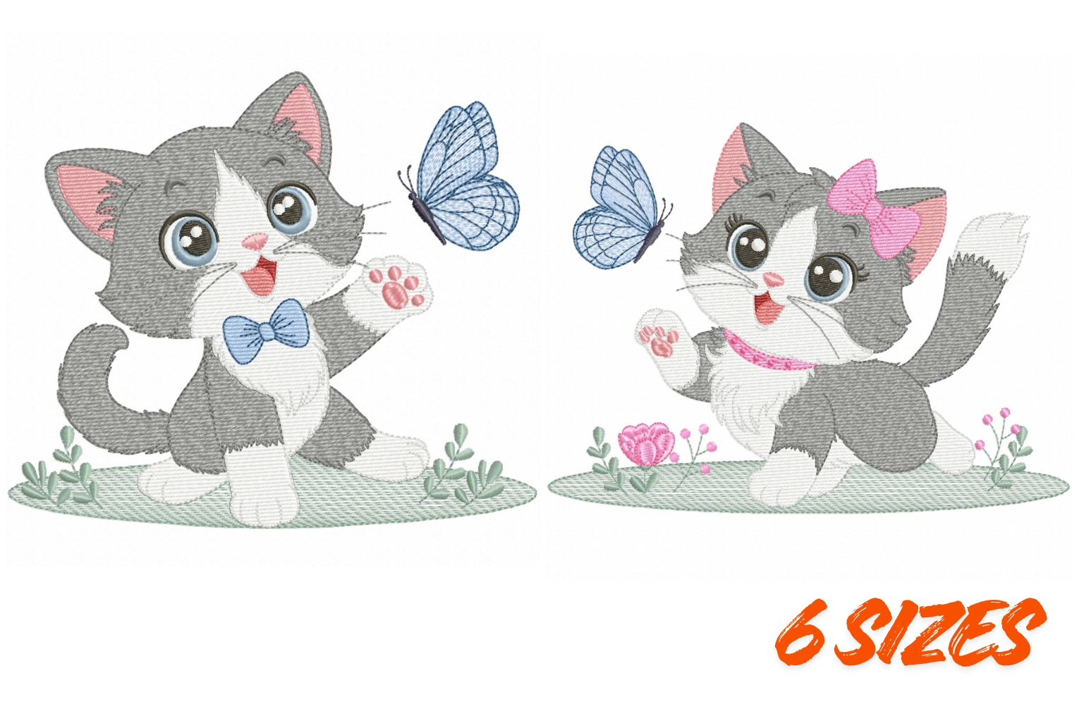 Cute Kitten Couple Embroidery Set