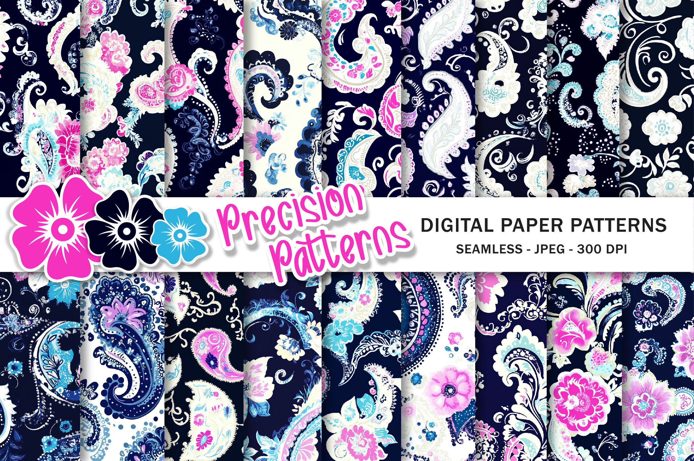 Dark Blue Paisley Seamless Pattern Graphic by Precision Patterns ...