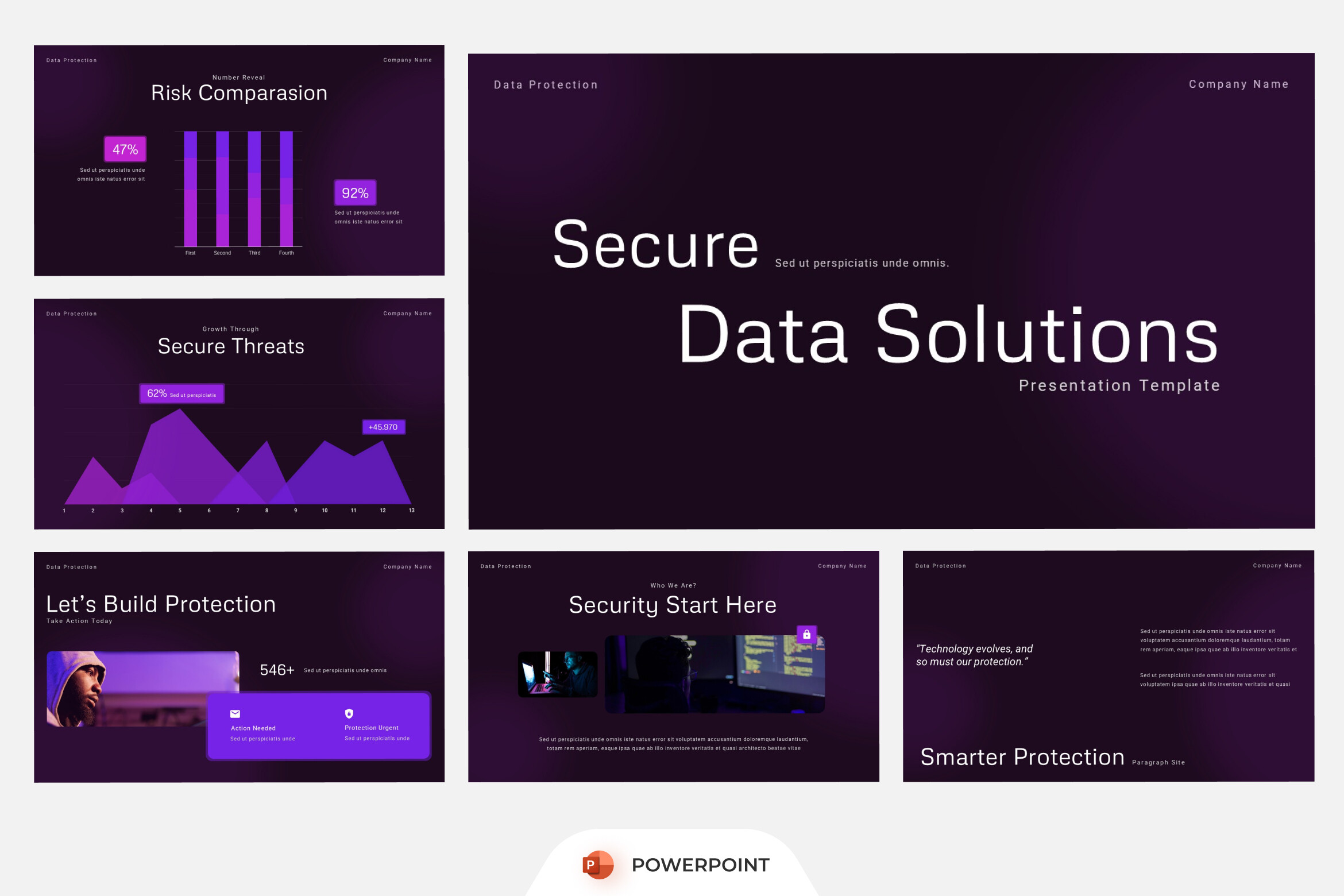 Plantilla de PowerPoint de Ciberseguridad y Protección de Datos