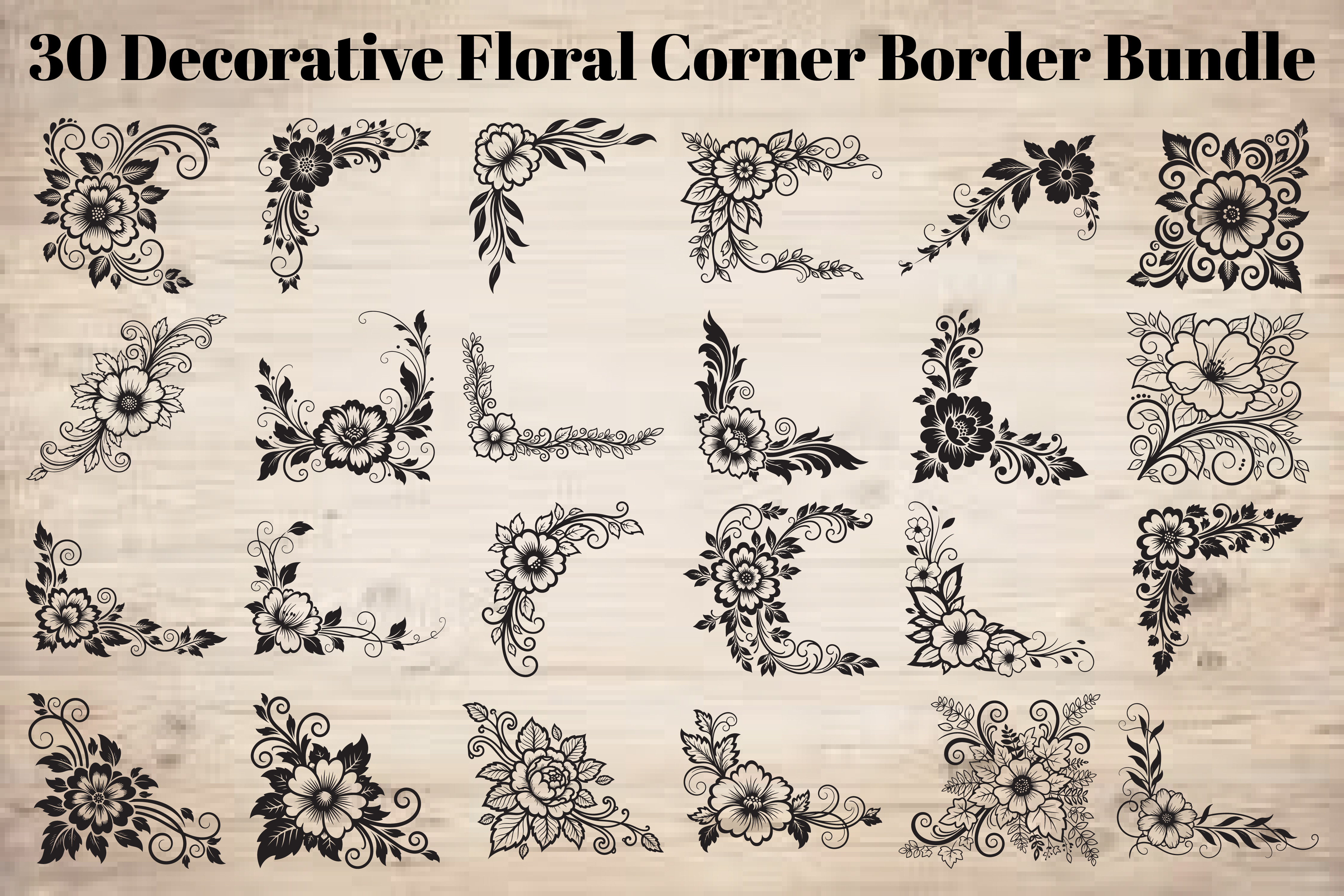 Decorative Floral Corner Border