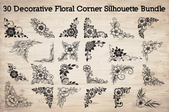 Decorative Floral Corner Silhouette