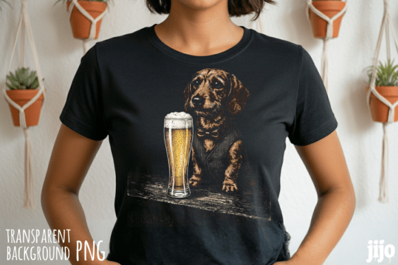 Dog beer dachshund cute PNG for sublimation mugs and tumblers