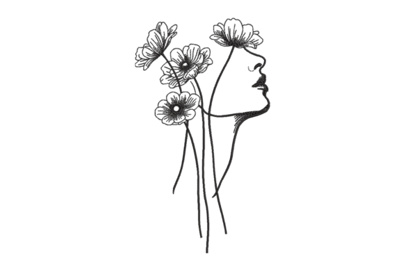 Floral Face Line Art