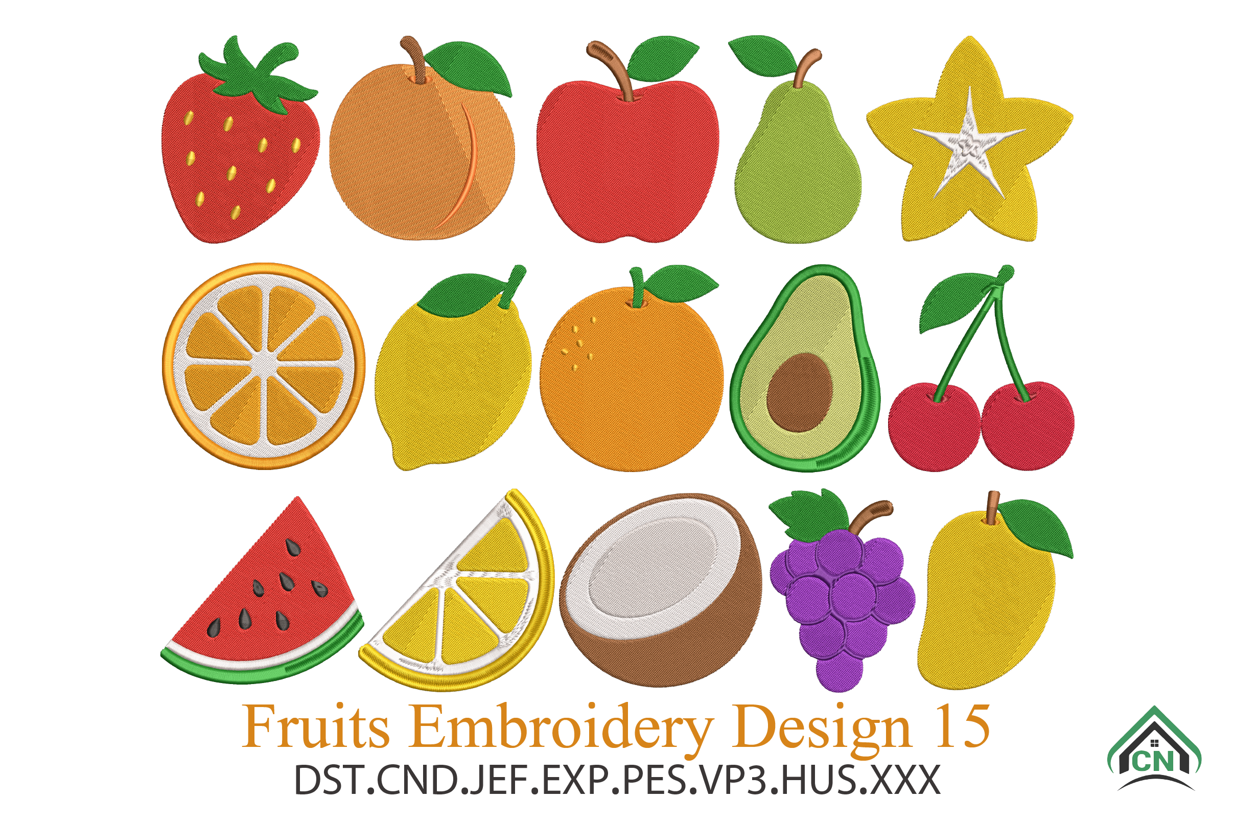 Fruits Embroidery Icon Designs