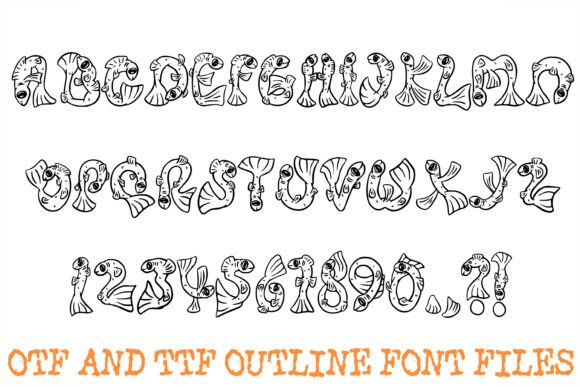 Funky Fish Font PNG with transparent background - Preview 1