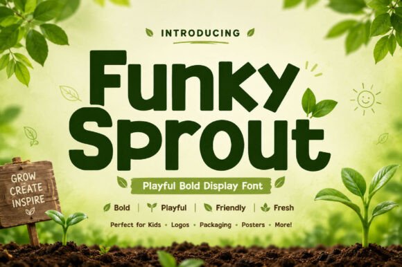 Funky Sprout Font PNG with transparent background - Preview 2