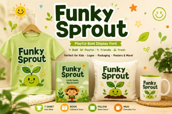 Funky Sprout Font PNG with transparent background - Preview 4