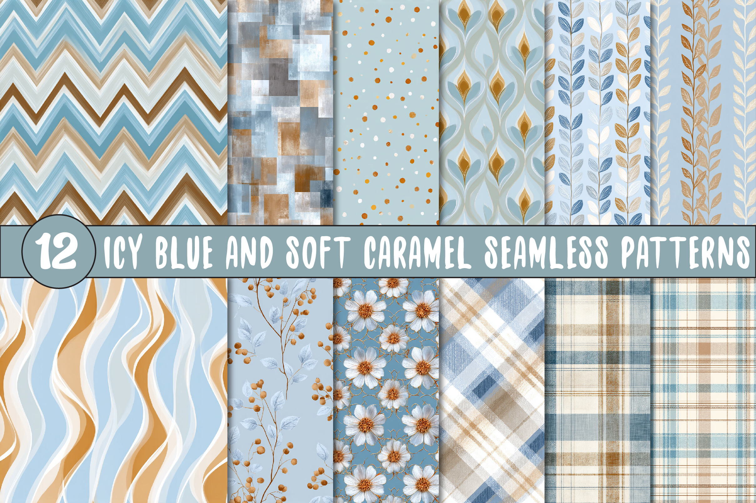 Icy Blue and Soft Caramel Pattern Graphic by WatercolorArtist ...