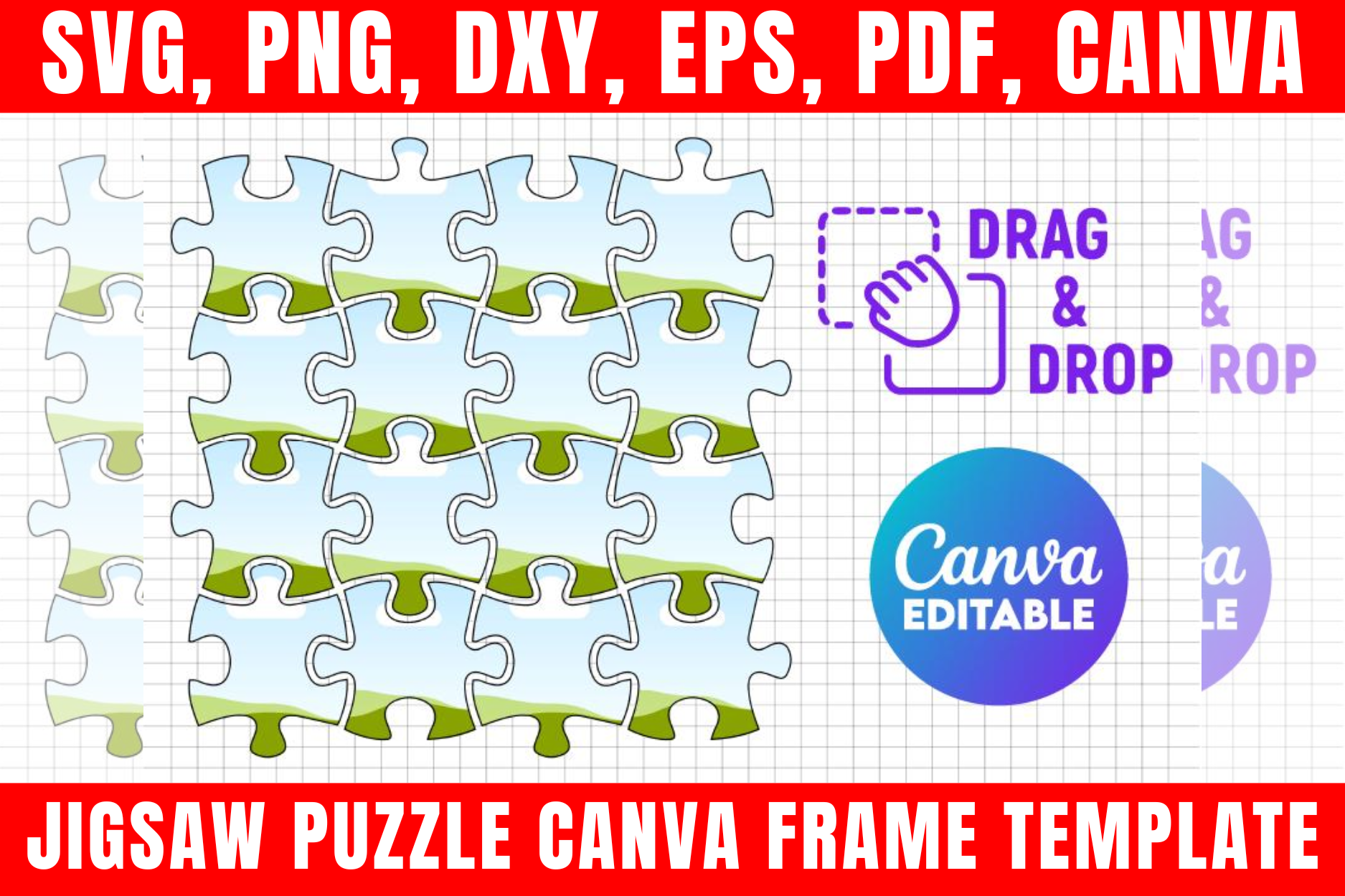 Jigsaw Puzzle Canva Frame Template