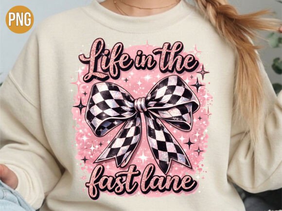 Life in the Fast Lane Bow Checkered PNG Graphic T-shirt Designs By Trendy Bee