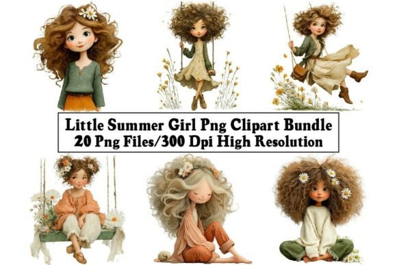 Little Summer Girl PNG Clipart Bundle Bundle · Creative Fabrica