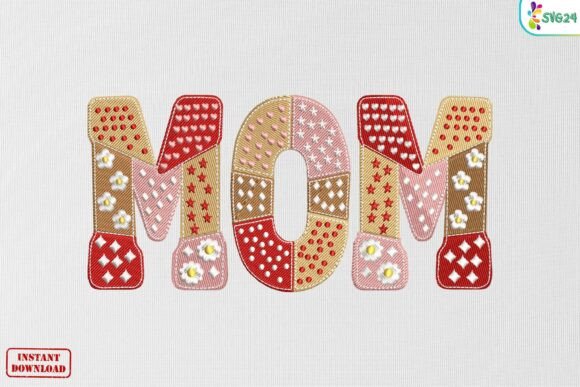 Mom Floral Quilt Letters