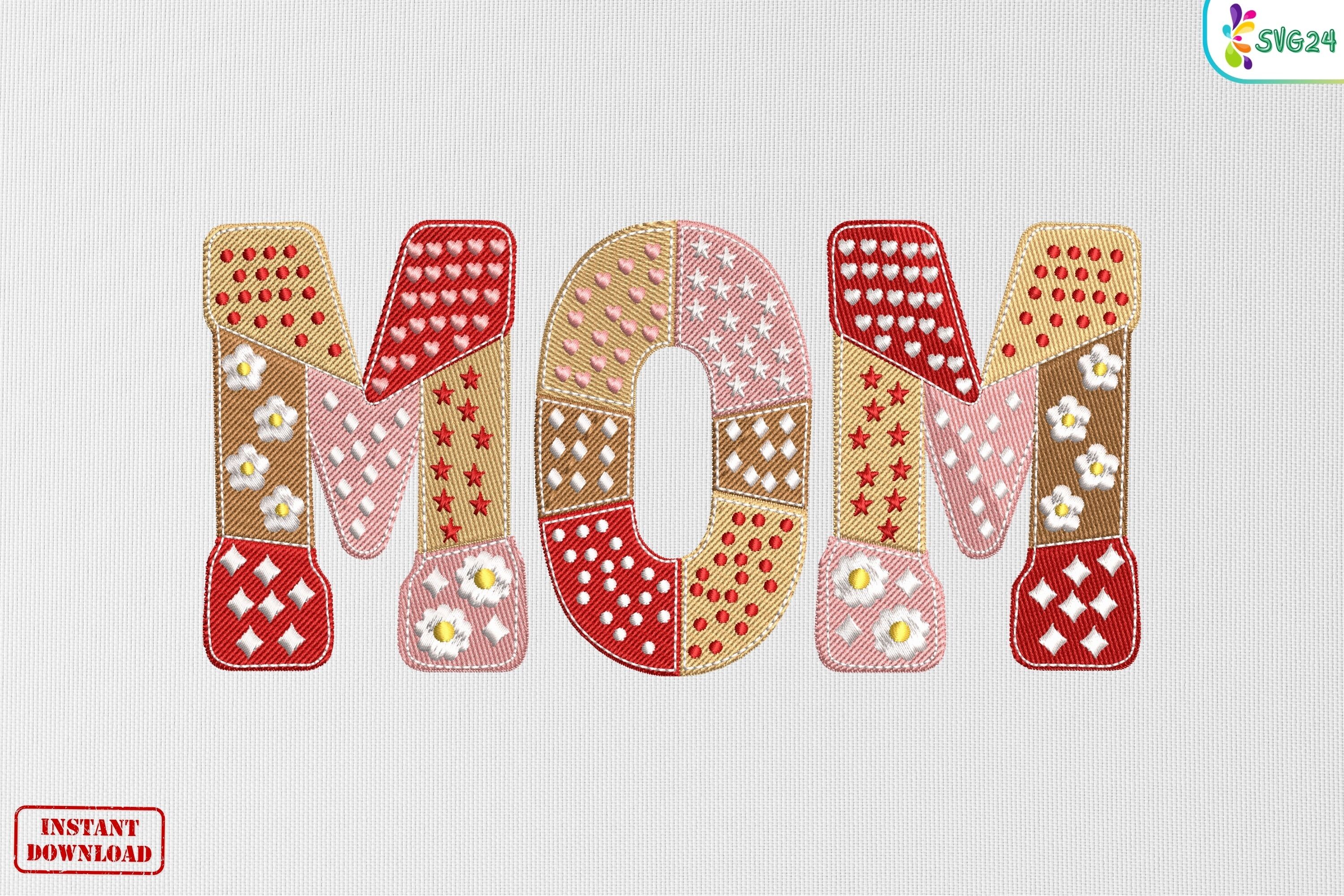 Mom Floral Quilt Letters