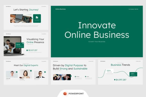Preview of Online Business PowerPoint business report presentation template