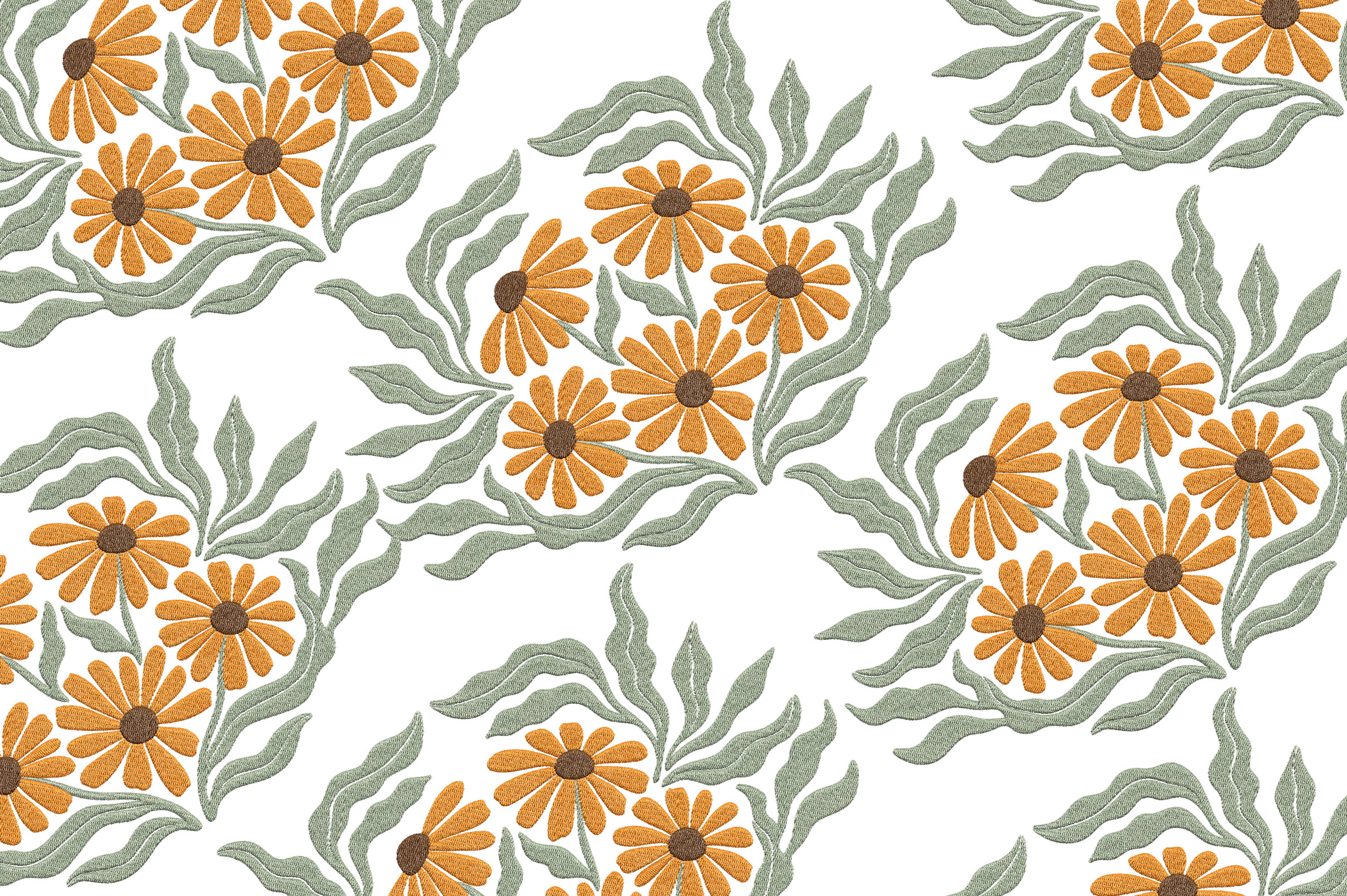 Orange Daisies Embroidery Design
