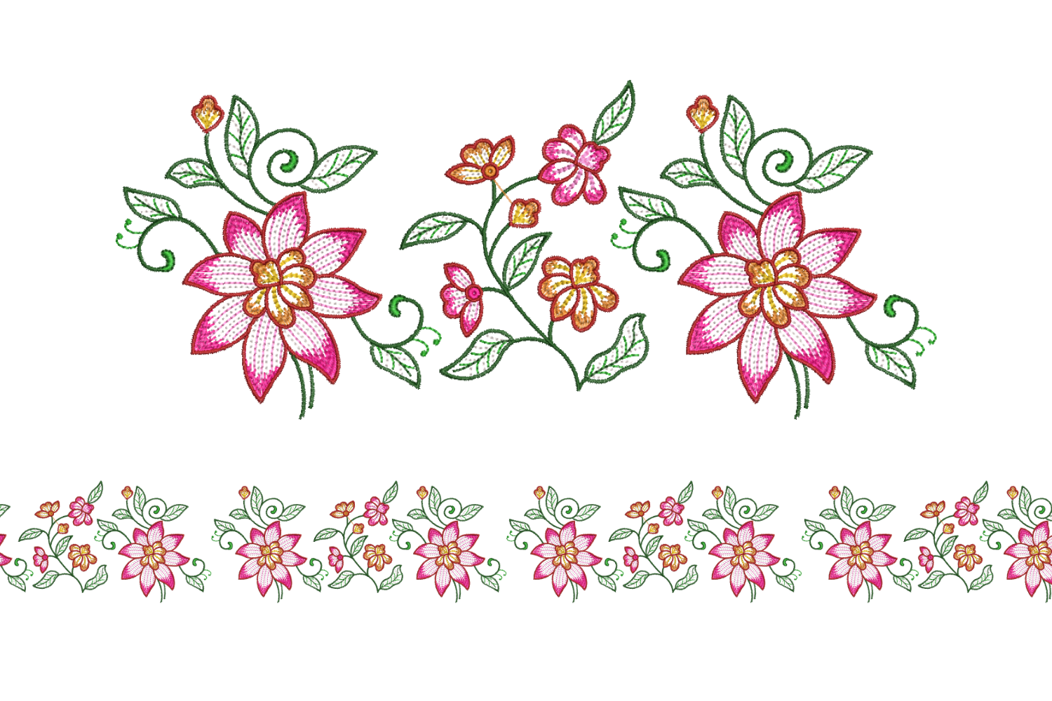 Ornamental Floral Border Embroidery