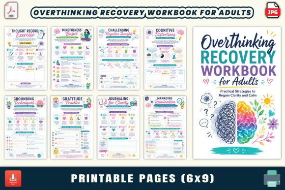 Overthinking Recovery Workbook for Adult Grafik KDP-Interieurs Von LR ART