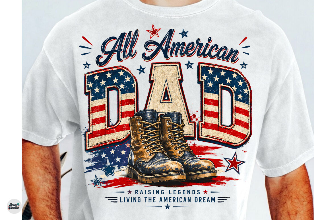 Patriotic All American Dad PNG. USA DAD