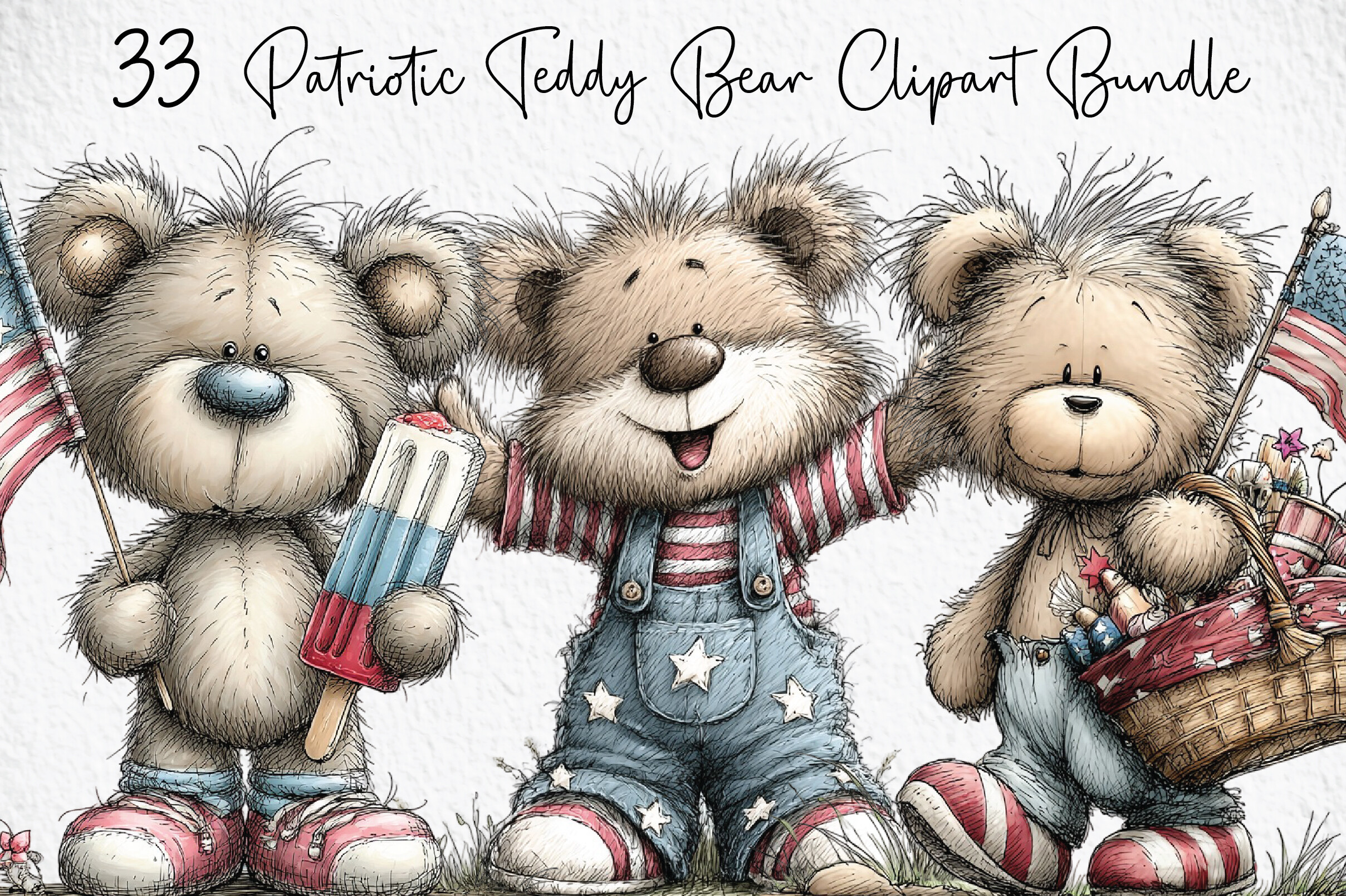 Patriotic Teddy Bear Clipart Bundle Graphic by Craft Art · Creative Fabrica