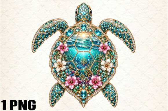 Rhinestone Sea Turtle Sublimation PNG