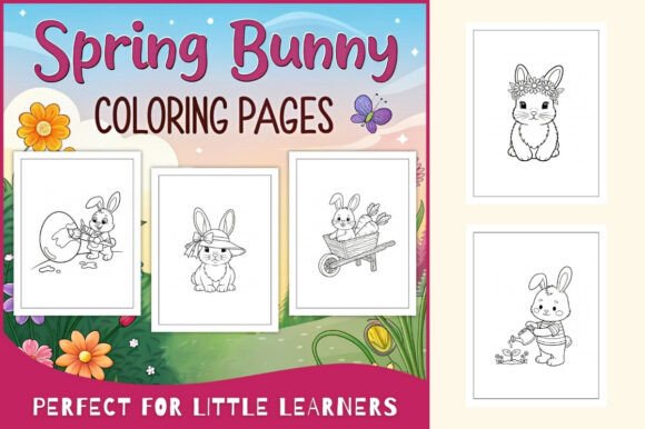 Spring Bunny Coloring Pages for Kids