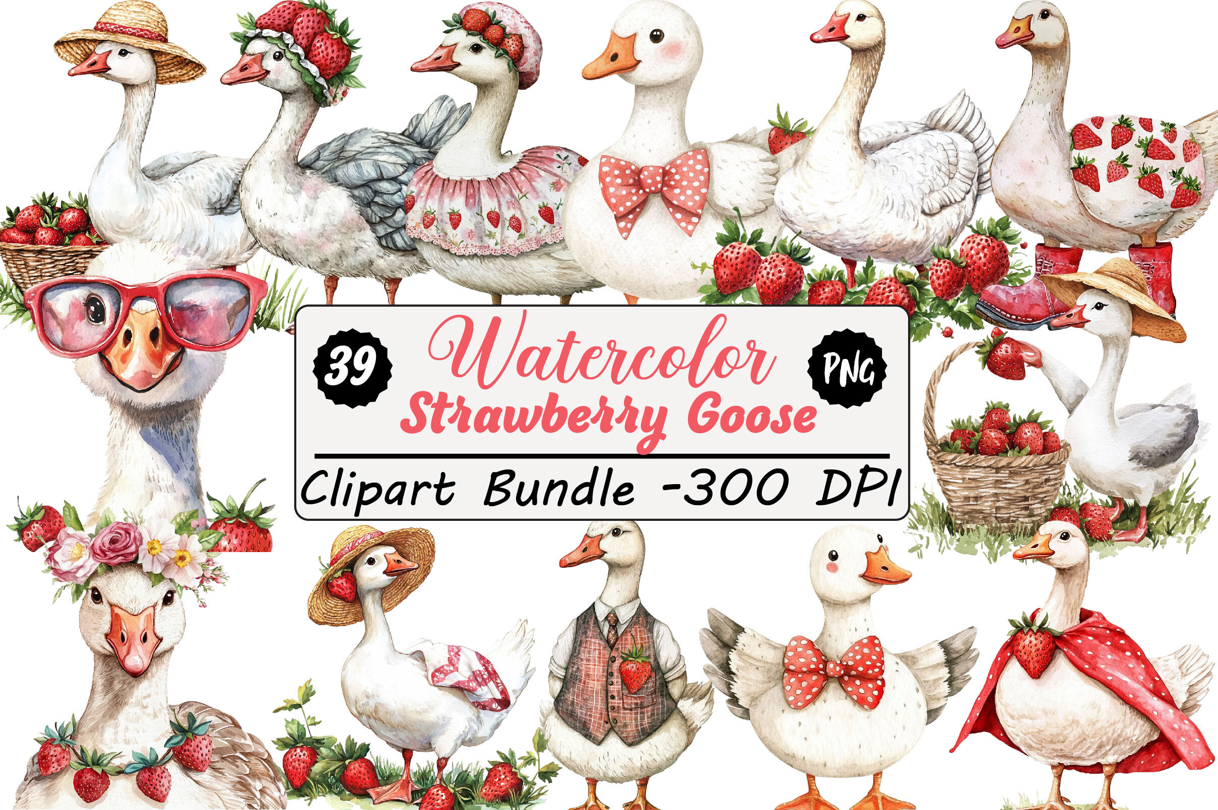 Strawberry Goose Clipart Graphic by Strawberry Art · Creative Fabrica