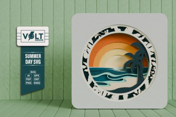 Summer SVG Beach 3D SVG Craft Design Zomer 3D-SVG-craft Door VOLT_DESIGN