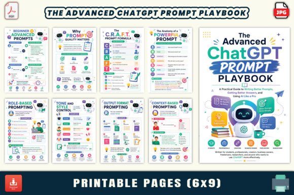 The Advanced ChatGPT Prompt Playbook Graphic KDP Interiors By LR ART