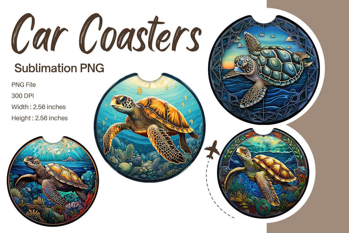 Turtle Stained Glass Car Coaster Keychai