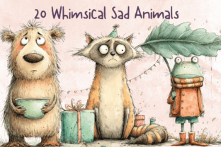 Whimsical Sad Animals Clipart Set Graphic by giraffecreativestudio ...