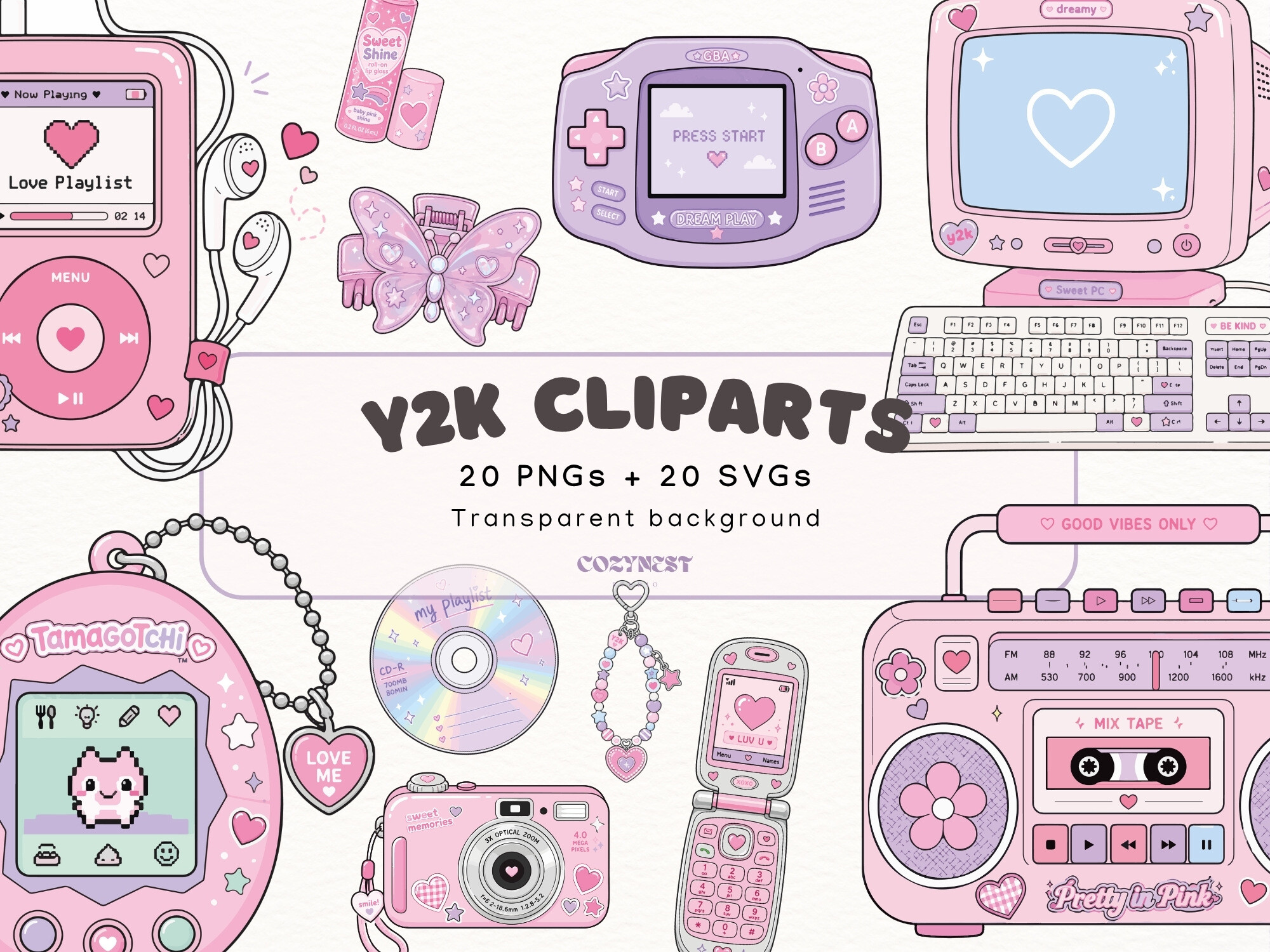 Y2K Teen Girl Cliparts, 2000s Nostalgia