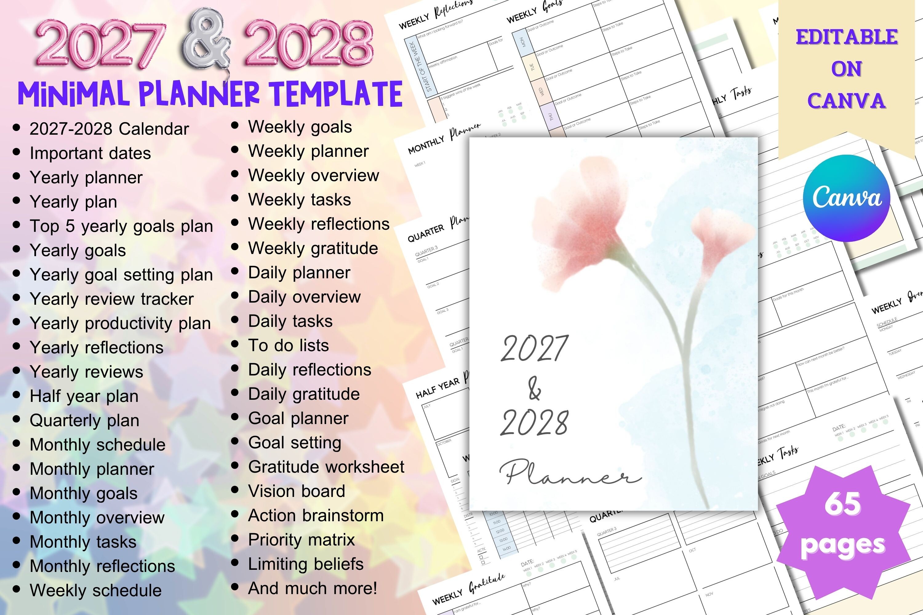 2027-2028 Minimal Planner Canva Template