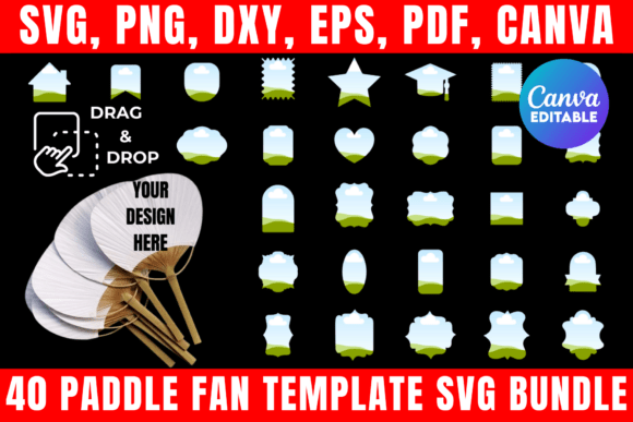 40 Paddle Fan Template Svg Bundle Illustration Modèles d'Impression Par freshzone228
