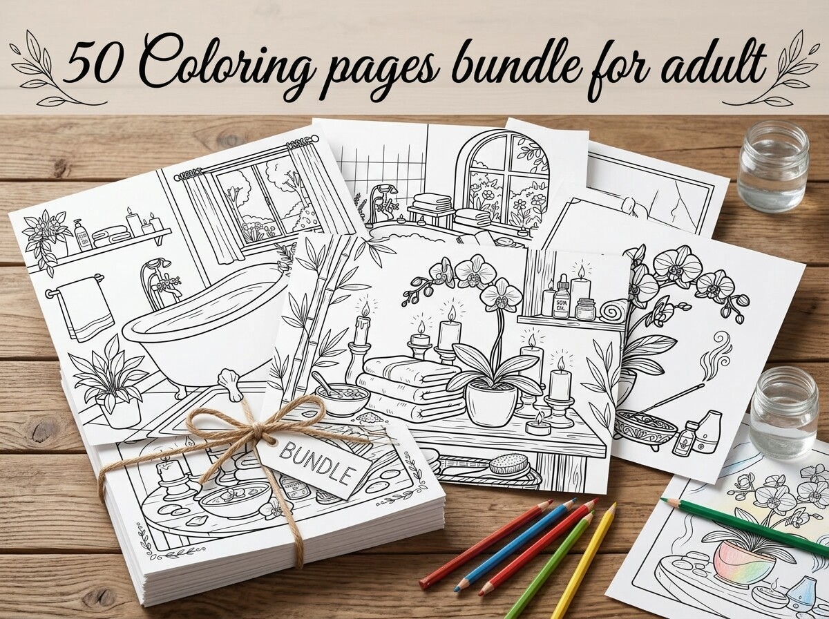 50 Relaxing Spa Coloring Pages for Adult