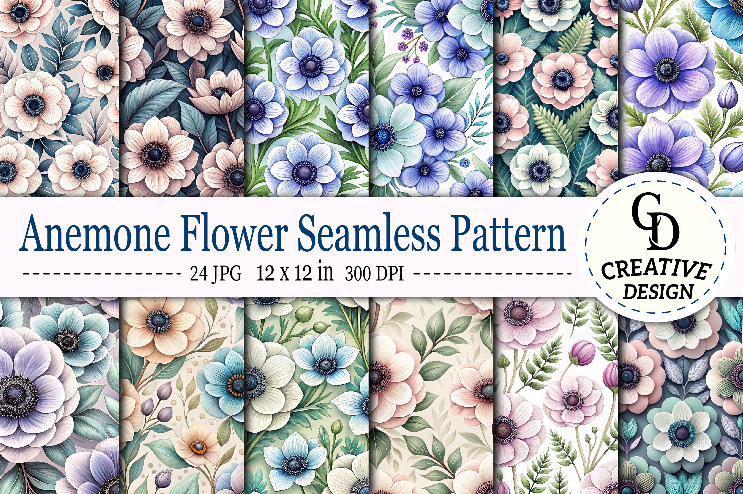 Anemone Flower Seamless Pattern Graphic by Creative Design · Creative ...