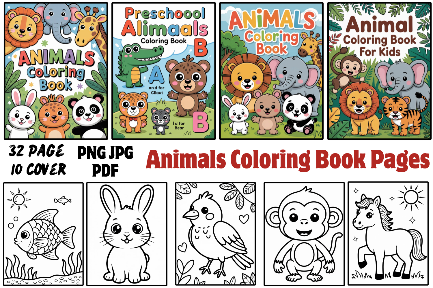 Animals KIds Coloring Book Pages