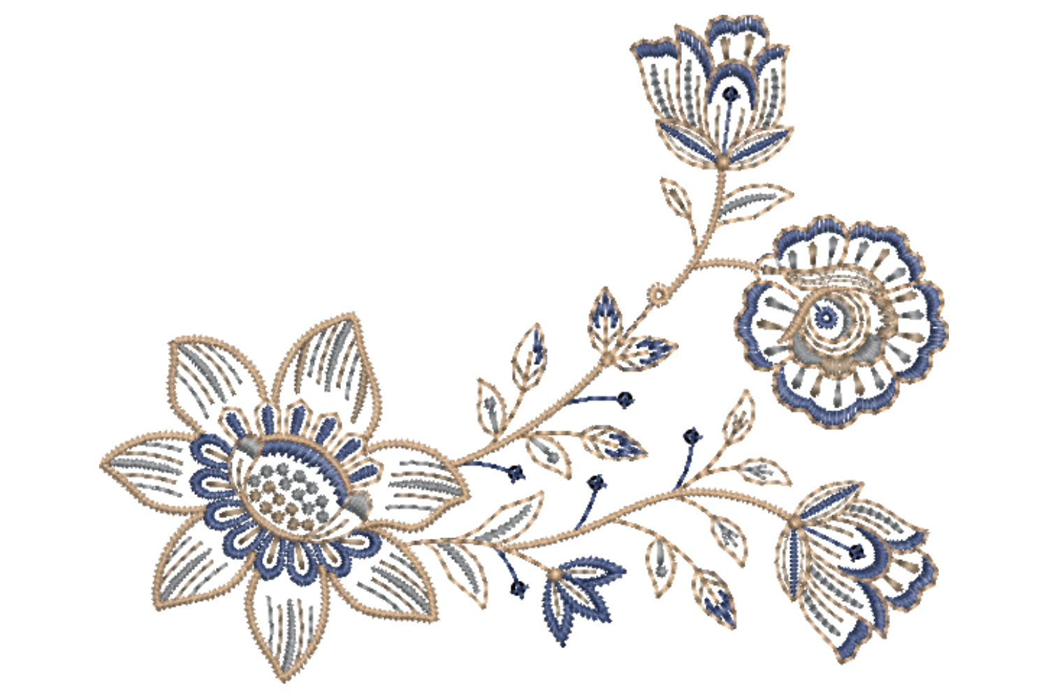 Beautiful Wildflowers Embroidery Design