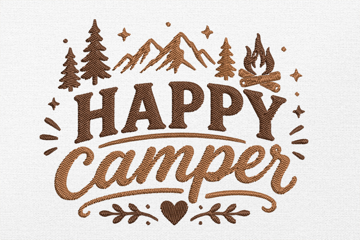 Camping Embroidery Design
