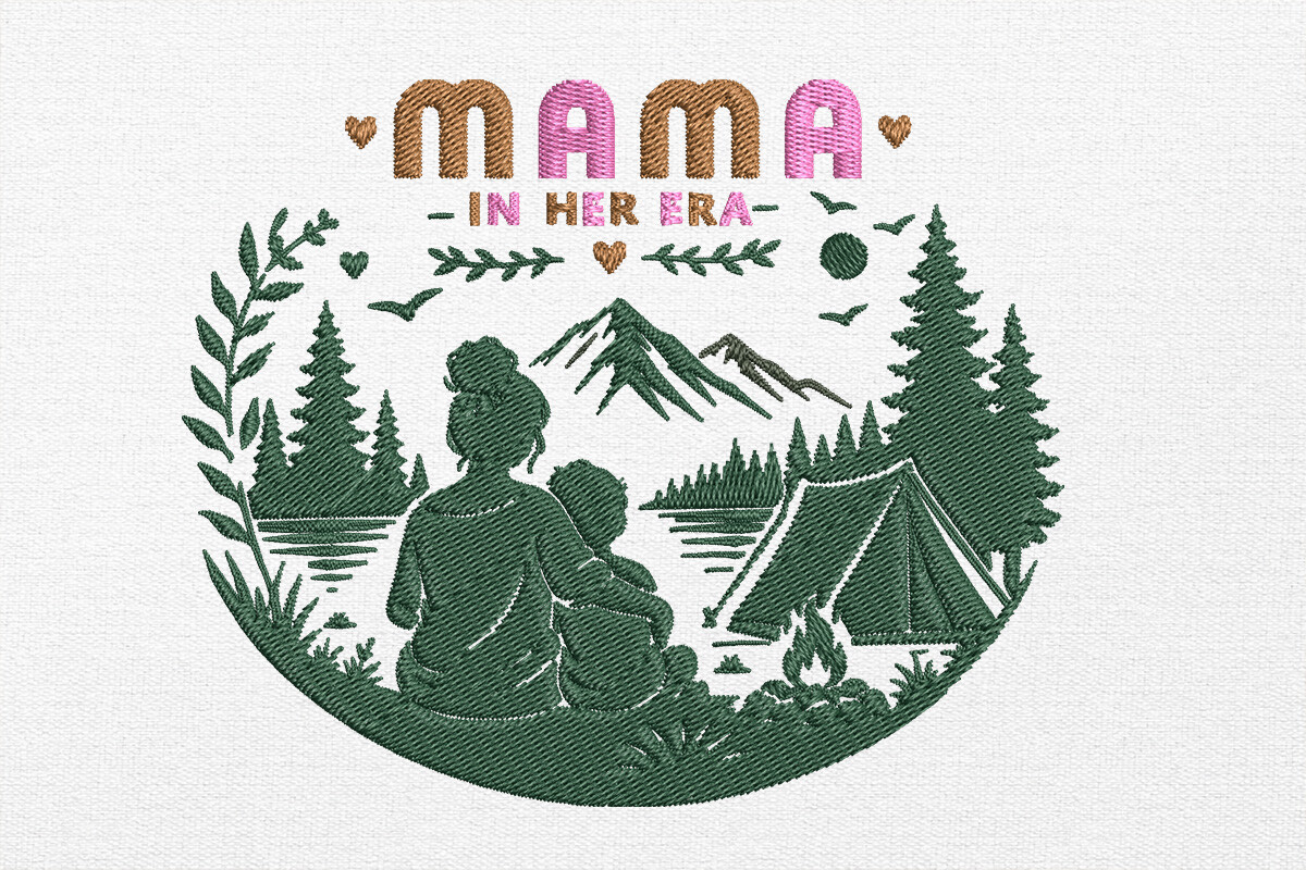 Camping Embroidery Design