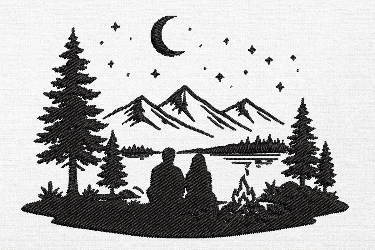 Camping Embroidery Design