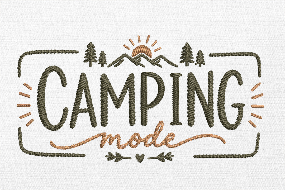 Camping Embroidery Design