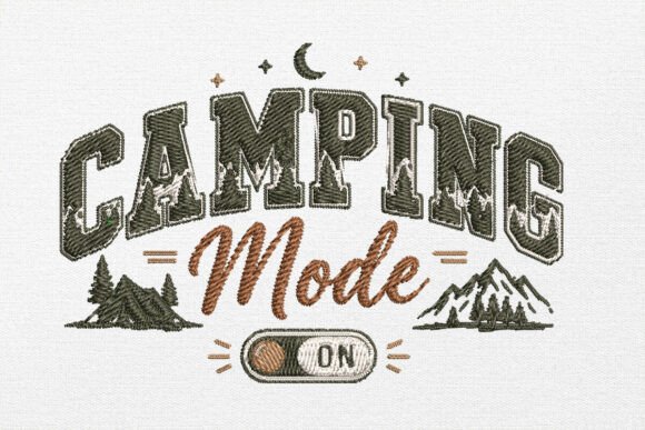 Camping Embroidery Design