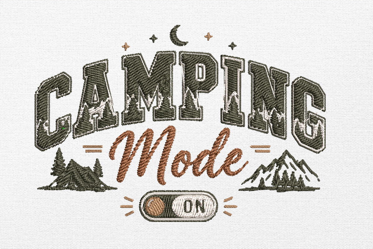 Camping Embroidery Design