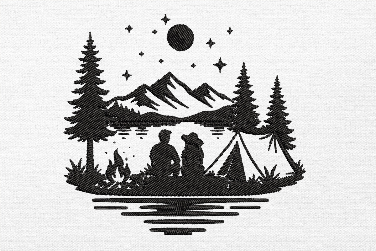 Camping Embroidery Design