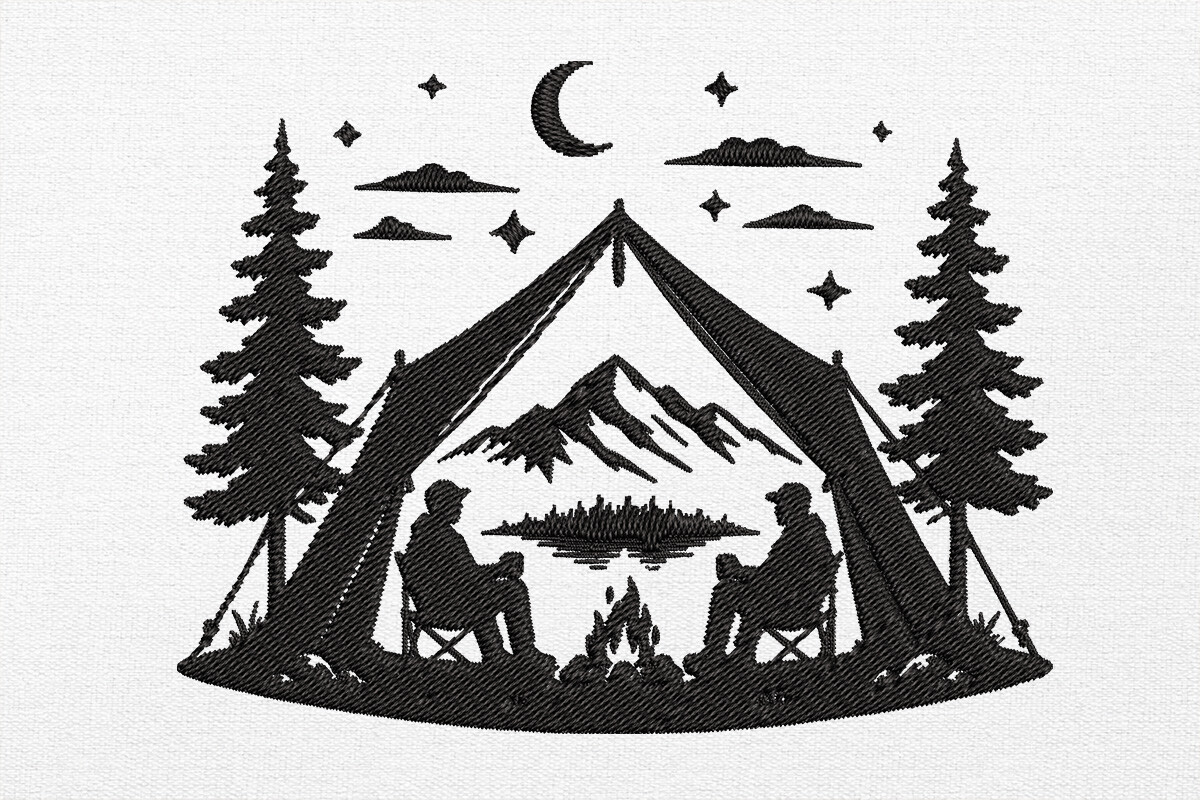 Camping Embroidery Design