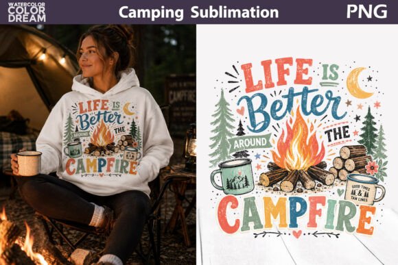 Camping Shirt Graphic Graphic T-shirt Designs By WatercolorColorDream