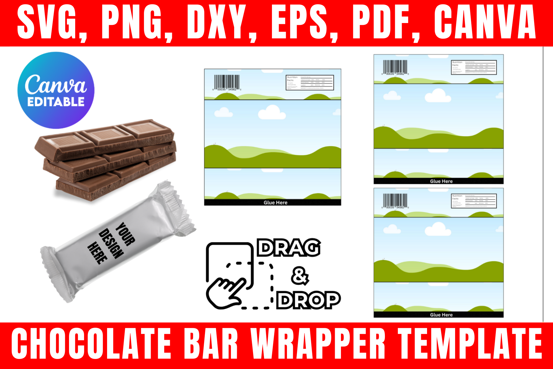 Chocolate Bar Wrapper Canva Template